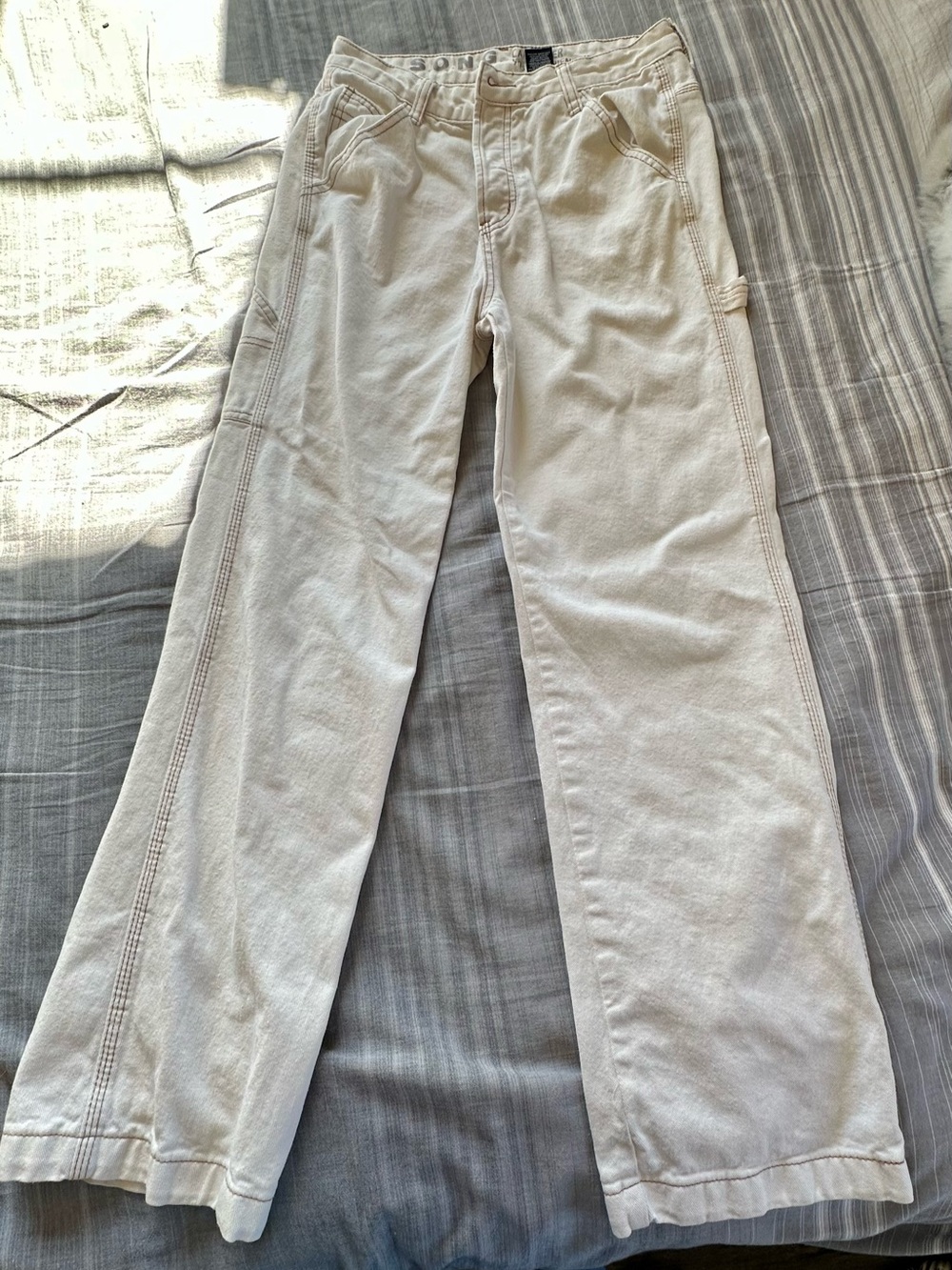 SONG Carpenter Jeans in Light Cream, Button Fly